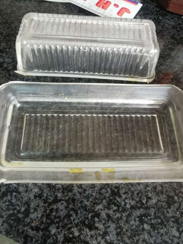 Vintage glass butterdish with lid