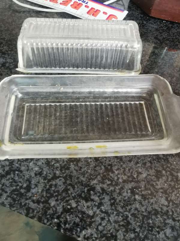 Vintage glass butterdish with lid
