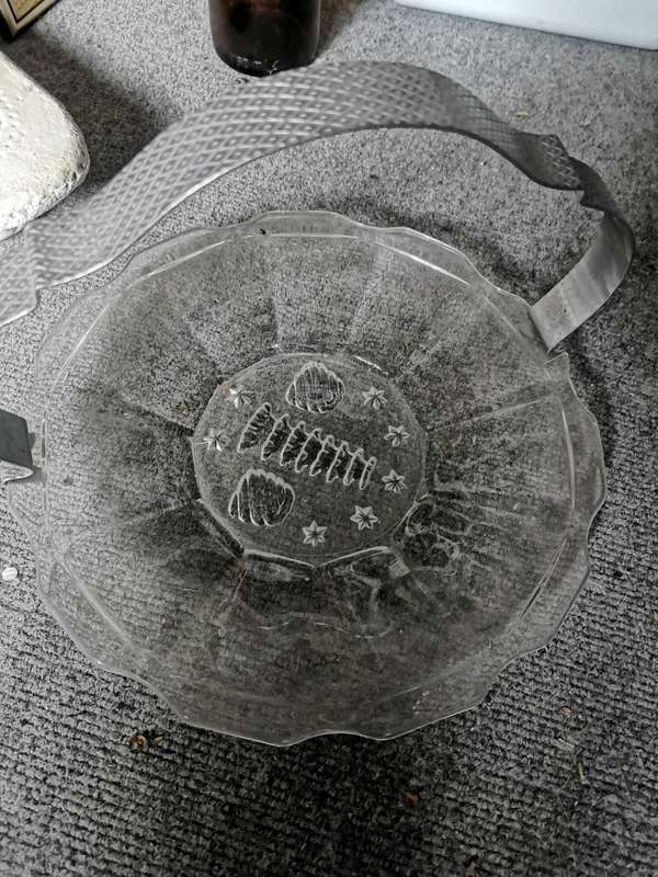 VINTAGE GLASS TRAY WITH HANDLE