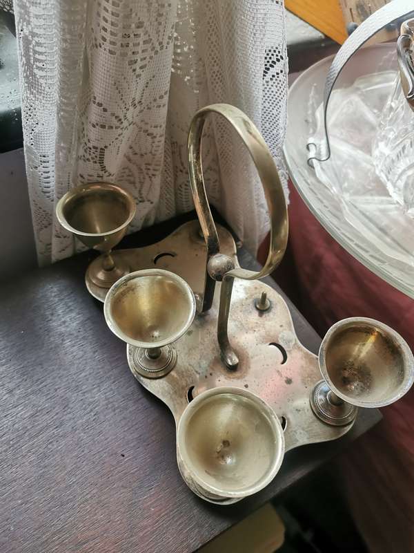 ANTIQUE BURMINGHAM TRAY WITH GOBLETS