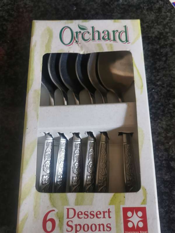 6 ORCHID DESSERT SPOONS