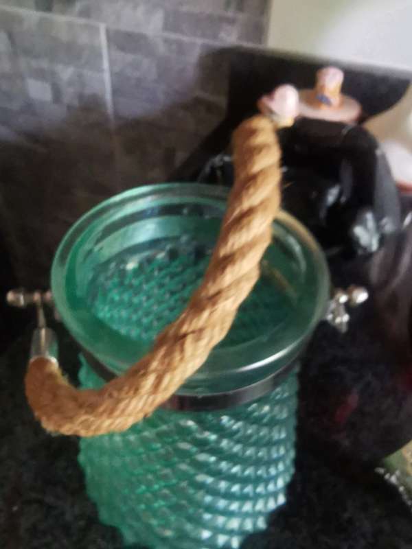 VINTAGE HANGING GREEN GLASS HOLDER