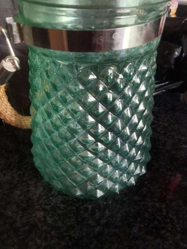 VINTAGE HANGING GREEN GLASS HOLDER