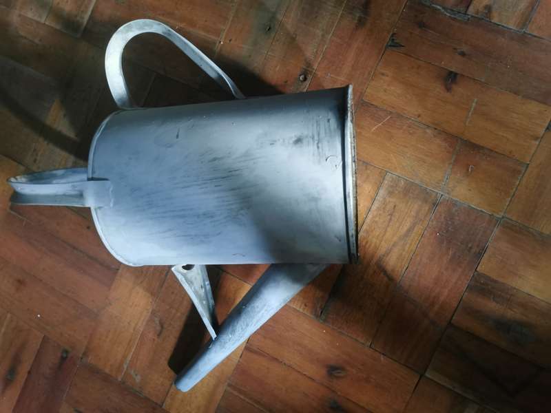 VINTAGE GALVANISED  METAL 2 HANDLE WATERING CAN