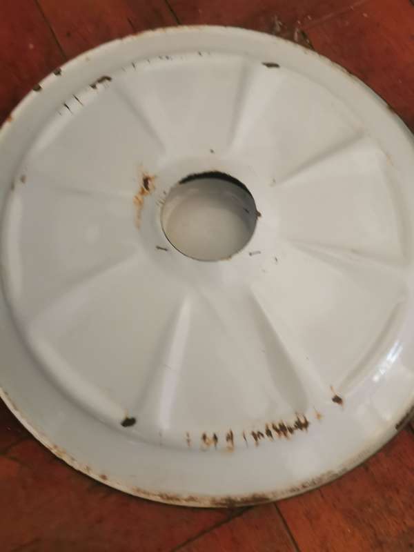 VINTAGE WHITE ENAMEL BUCKET WITH LID