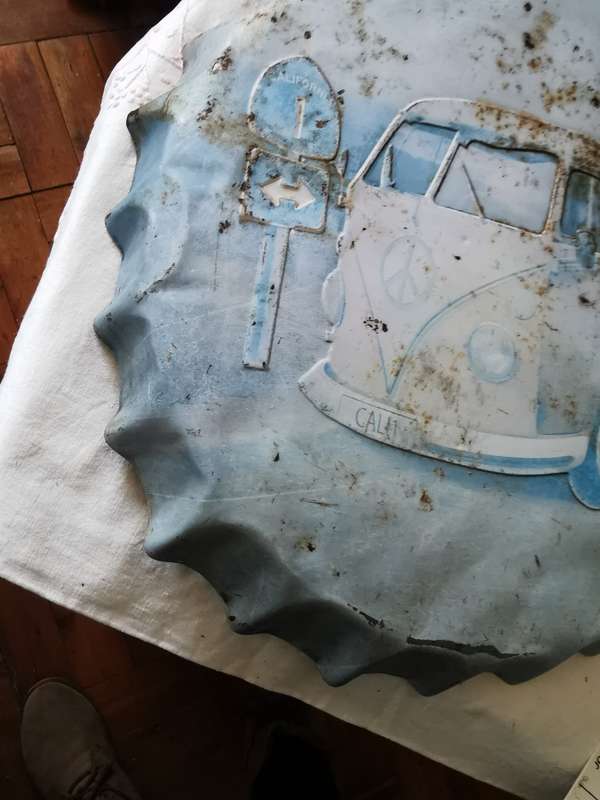 vintage  car painting on tin