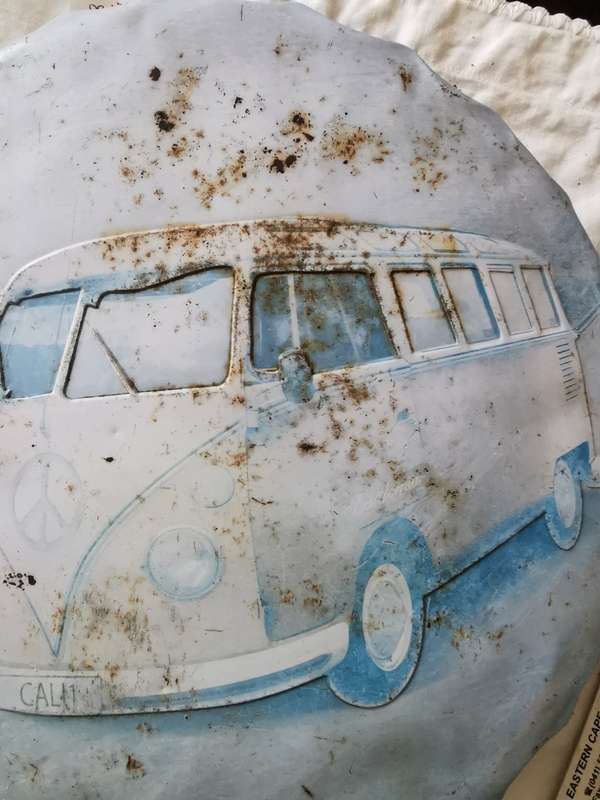 vintage  car painting on tin