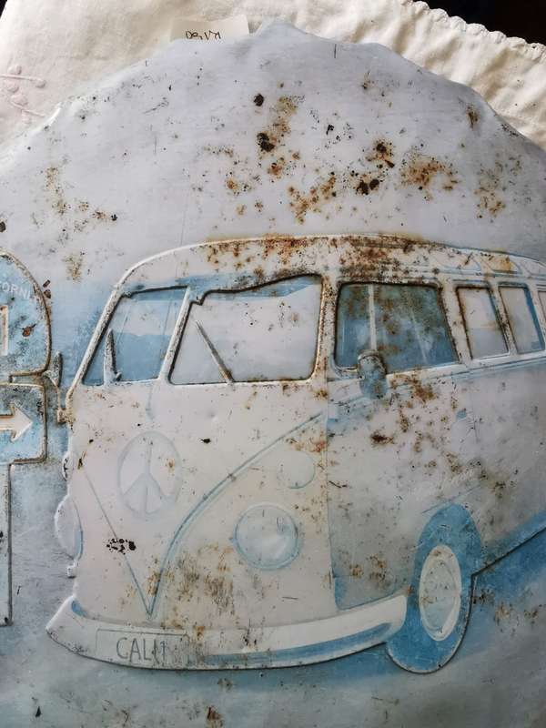 vintage  car painting on tin