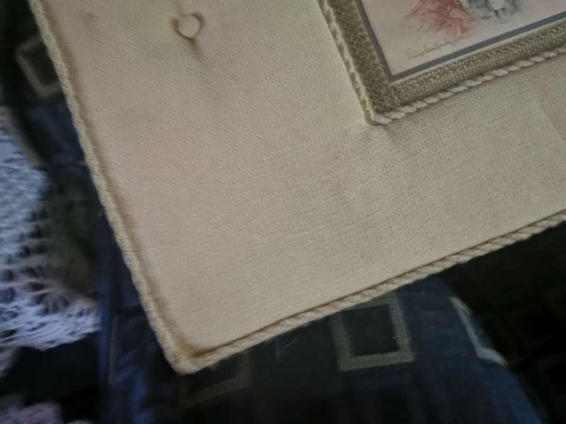 VINTAGE FRMED PRINT ON HARDBOARD EMBOSSED WITH MATERIAL