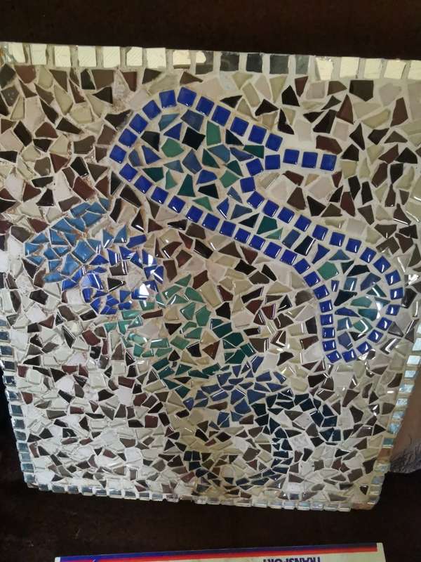 VINTAGE CERAMIC ON WOOD