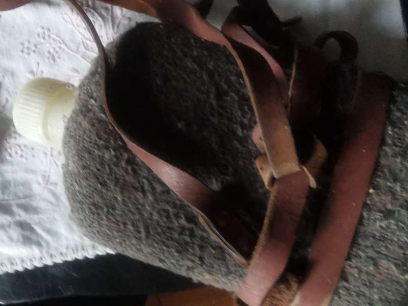 VINTAGE WATER BOTTLE WITH COVER  AND LEATHER STRAP