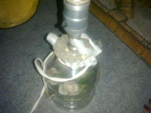 LAMP GLASS WITH FLOWERS INSIDE