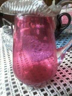 pienk glass milk jug