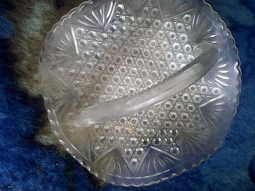 SMALL  CHRYSTAL GLASS TRAY  WITH HANDLE