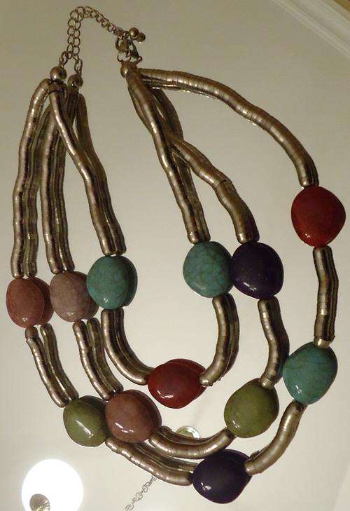 Necklace in silver and colours