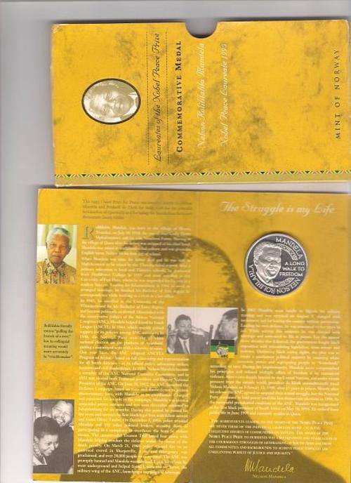 1993 silver Nobel peace commemorative medal