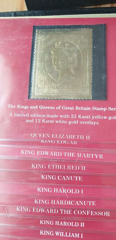 kings and queens of Great Britain gold stamp series