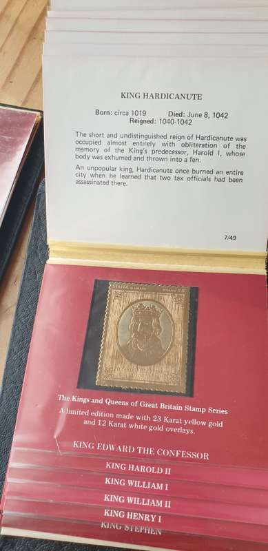 kings and queens of Great Britain gold stamp series