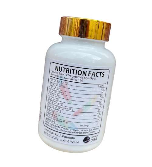 Glutathione Softgels for skin whitening 5000mg- 60 capsules