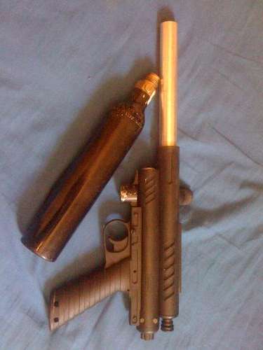 Paintball Marker and Gas Bottle