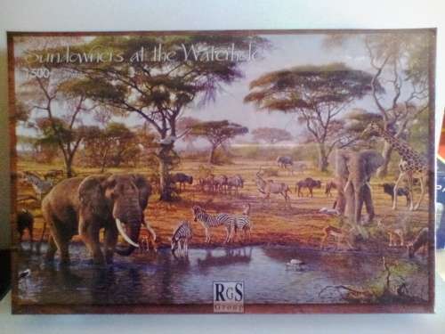 Jigsaw puzzle:Sundowners at the waterhole -1500 piece