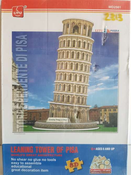 3D Puzzle: Leaning Tower of Pisa (4 sheets/31 piece) - ages 6+