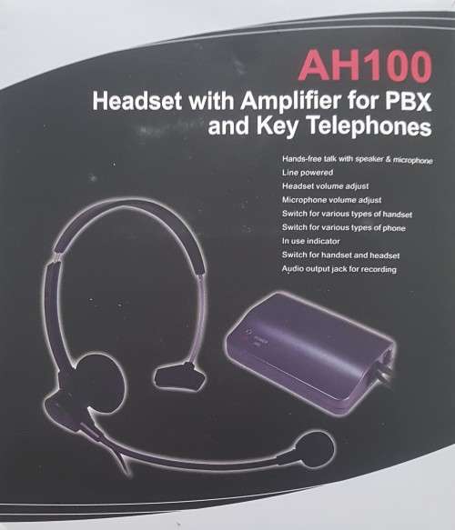 AH100 Headset with Amplifier for PBX and Key Telephone
