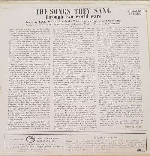Vinyl Record: The Songs They Sang Through Two World Wars
