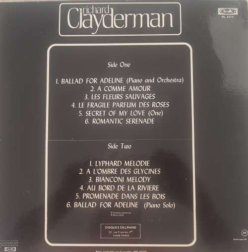 Vinyl Record: Richard Clayderman - Ballad For Adeline