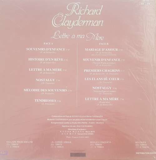 Vinyl Record: Richard Clayderman - Lettre a ma Mere