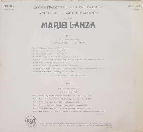 Vinyl Record: Mario Lanza - The Student Prince