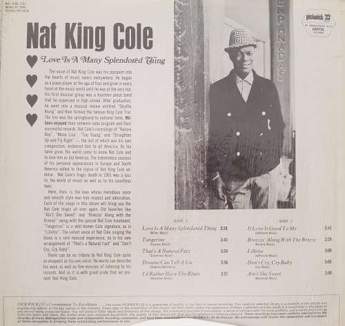 Vinyl Record: Nat King Cole - Love is a many Splendored Thing