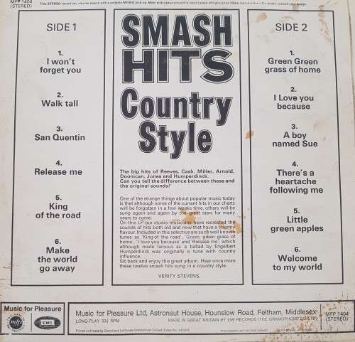 Vinyl Record: Smash hits country style