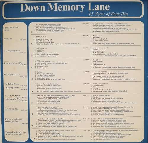Vinyl Record:  Down Memory Lane - 65 Years of Song Hits ( 10 Record Box Set)