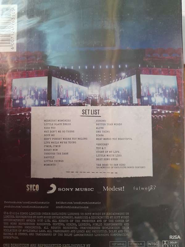 DVD: One Direction - Where we are - Live from San Siro Stadium