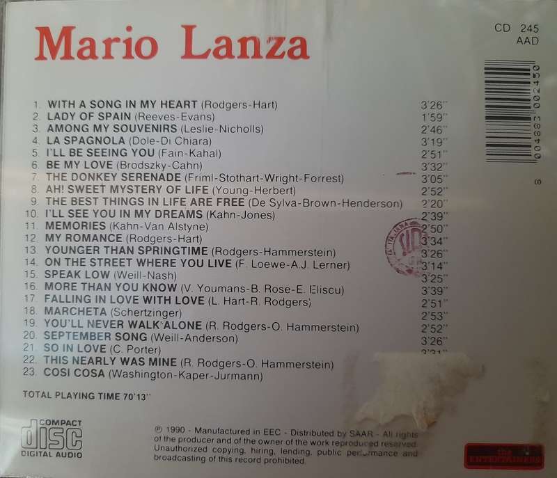 Mario Lanza - the Entertainers
