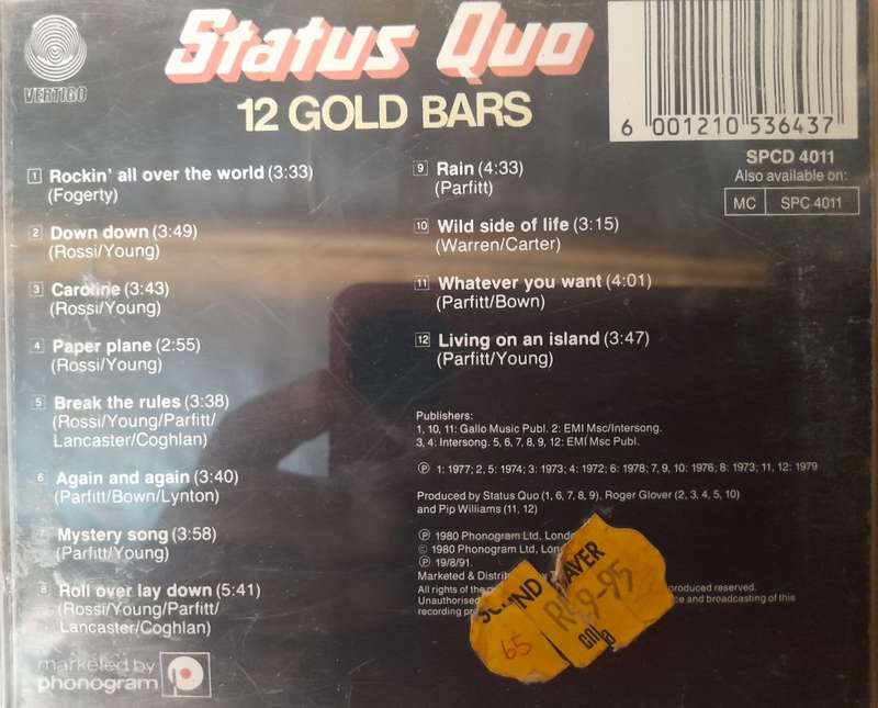 Status Quo - 12 Gold bars