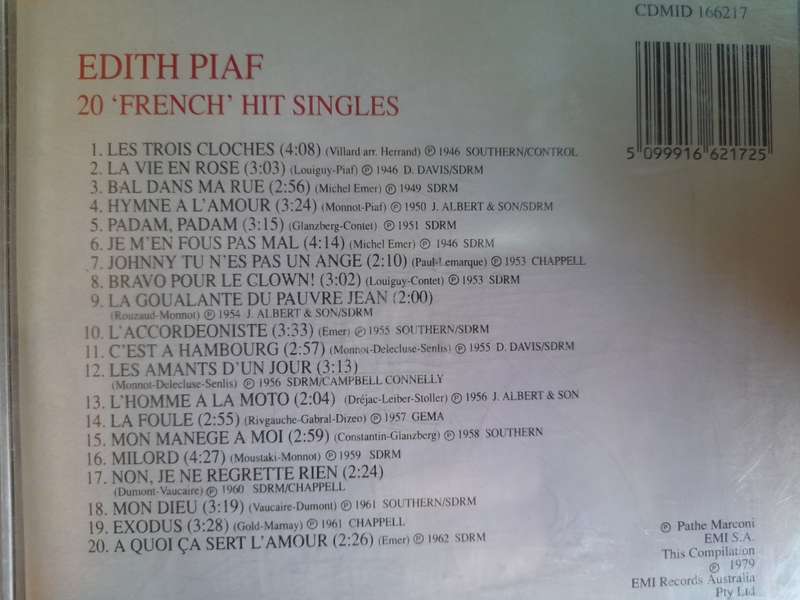 Edith Piaf - 20 French Hit Singles