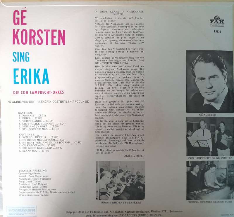 Vinyl: Ge Korsten - Sing Erika