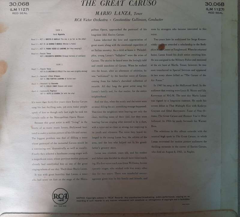 Vinyl: The Great Caruso - Lanza