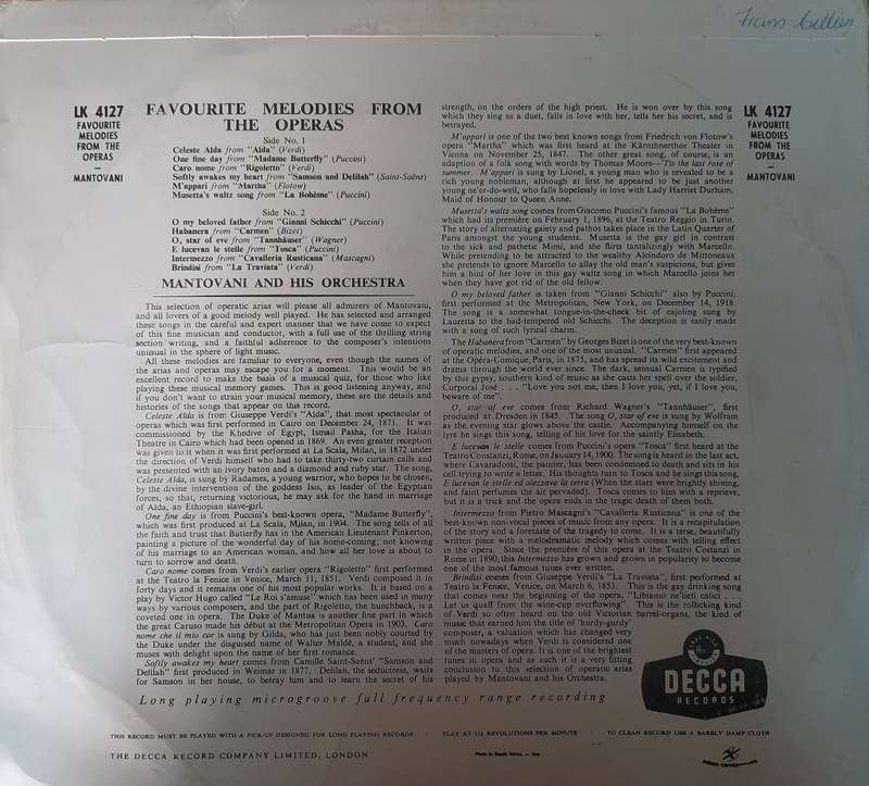 Vinyl: Mantovani - Operatic Arias
