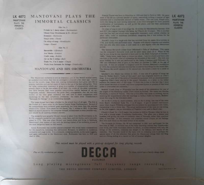 Vinyl: Mantovani - The Immortal Classics
