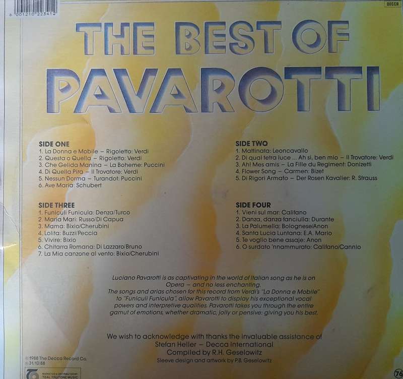 Vinyl: The Best of Pavarotti (2 Record Set)