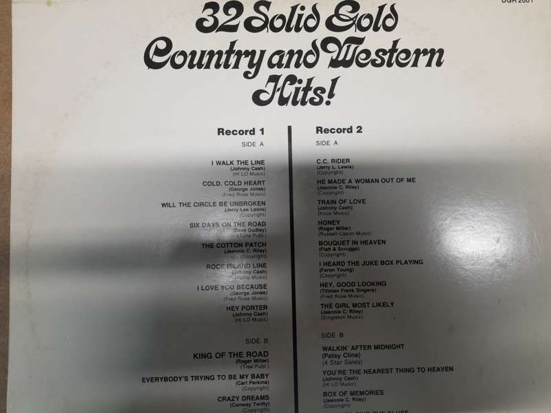 Vinyl: 32 Solid Gold Country and Western Hits (2 Record Set)