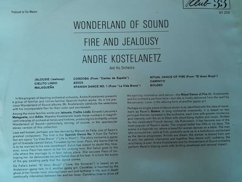Vinyl: Wonderland of Sound - Fire & Jealousy - Andre Kostelanetz and his Orchestra