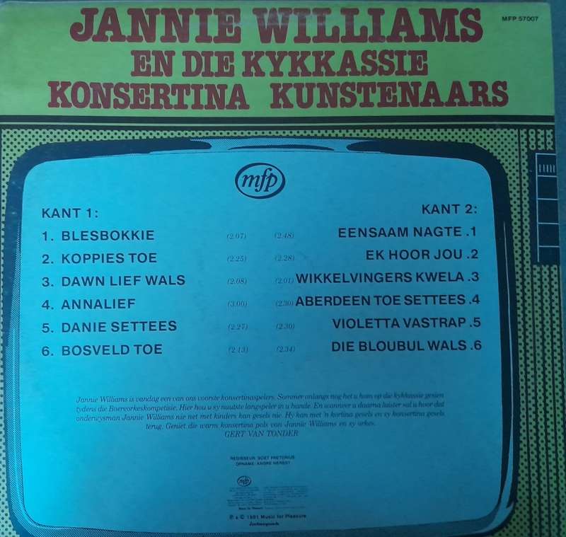Vinyl: Jannie Williams en die kykkassie konsertina kunstenaars