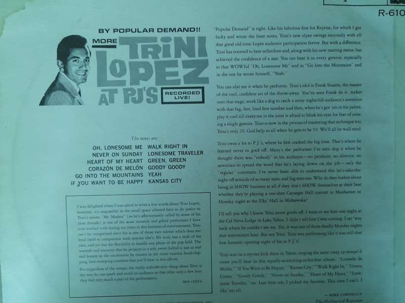 Vinyl: More Trini Lopez at PJ`s