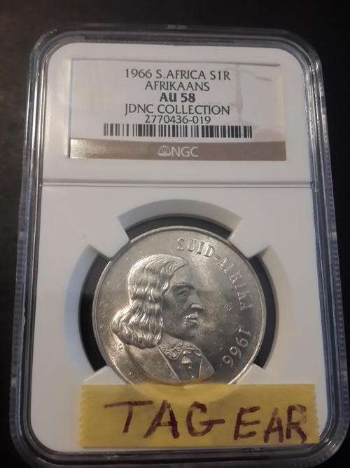 NGC Graded 1966 R1 Tagged Ear. AU58 JDNC Collection