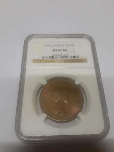 R1 Sale. 1960 MS62BN  S. Africa Penny and 1961 AU55 S.Africa cent.