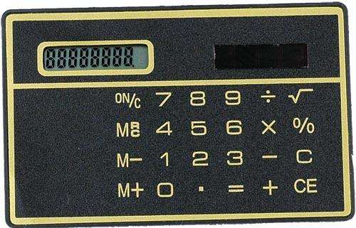 Mini Slim Credit Card Solar Power Pocket Calculator, Never needs Batteries!
